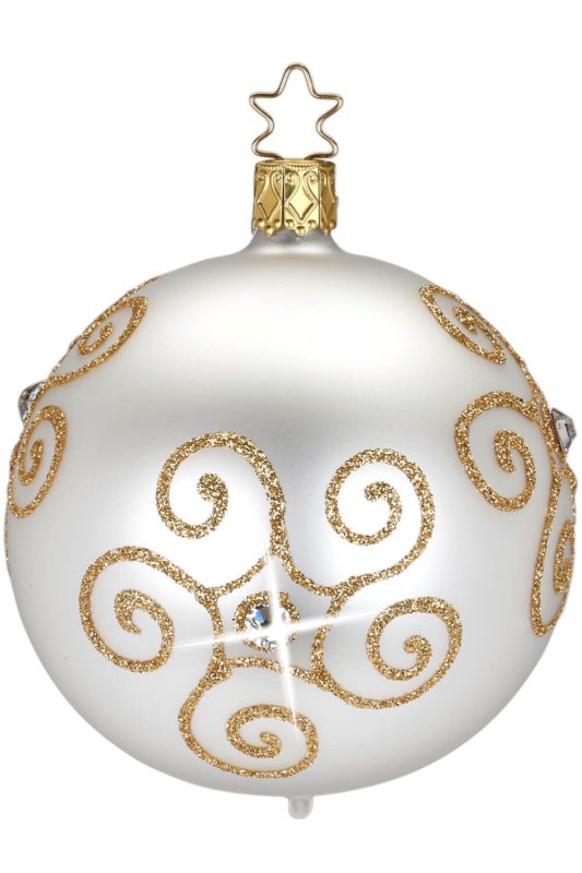 (image for) Ball 8 cm, Diamond Curls, white matt