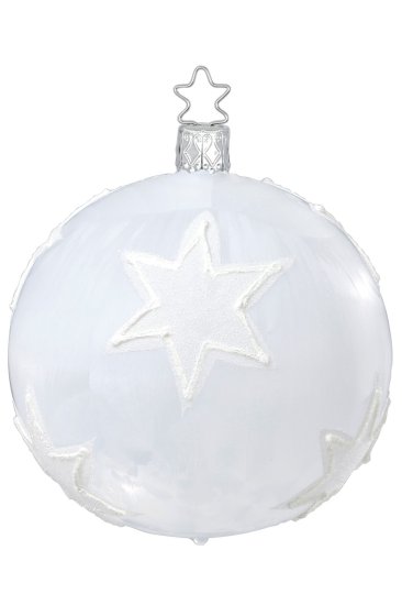 (image for) Ball 10 cm, Velvet Star, white ice-lacquer transparent
