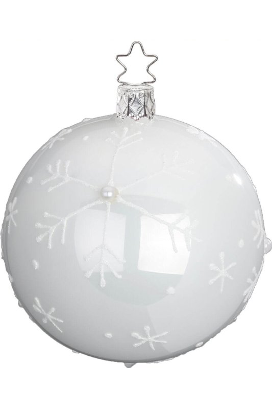 (image for) Ball Falling Snow 8cm Porcelain White Pearl