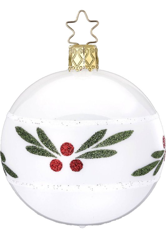 (image for) Ball Ribbon of Leaves 6cm Porcelain White Pearl