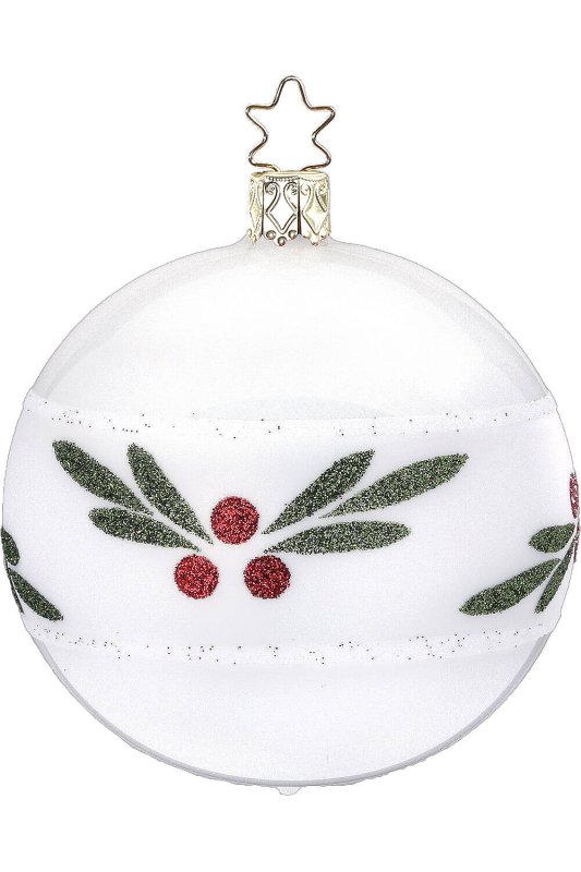 (image for) Ball Ribbon of Leaves 8cm Porcelain White Pearl