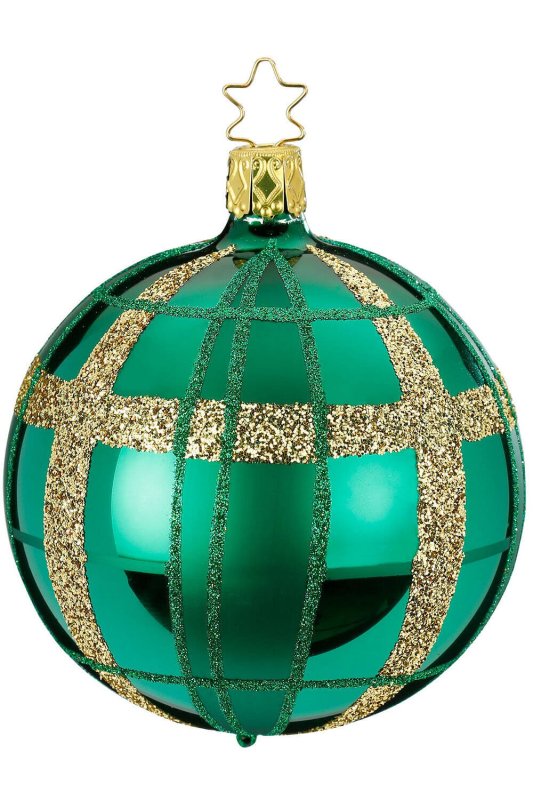 (image for) Ball 8cm Twisted Lines Forest Green Shiny