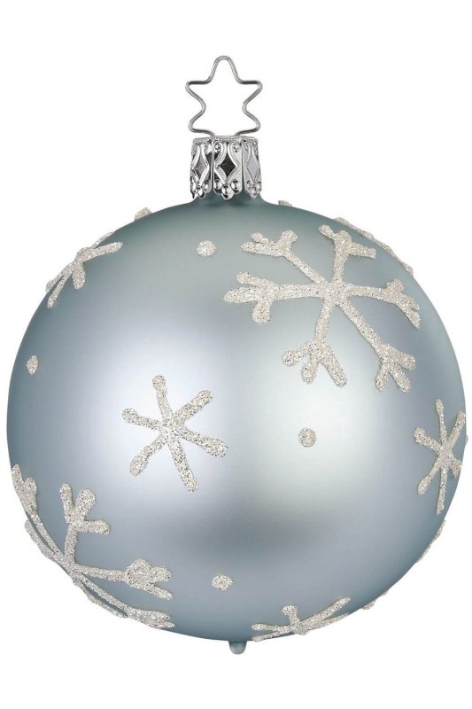 (image for) 8cm Ball Snowflakes, arctic blue matt