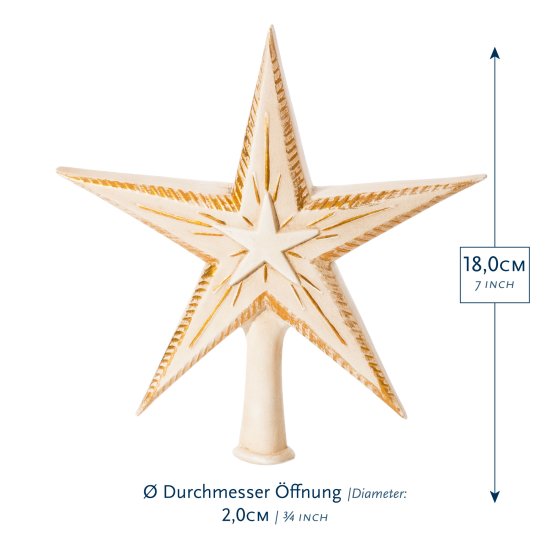 Modal Additional Images for Marolin Papermache' Tree topper "Double Star" antique white