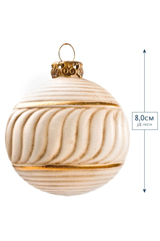 (image for) Papiermache' CHRISTMAS BALL WITH "S"- ANTIQUE WHITE, Large