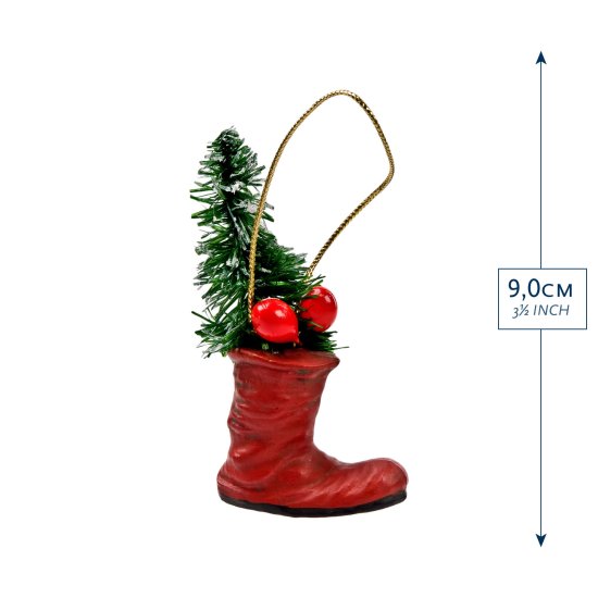 Modal Additional Images for Papiermache' Ornament *BOOT WITH TREE*, RED