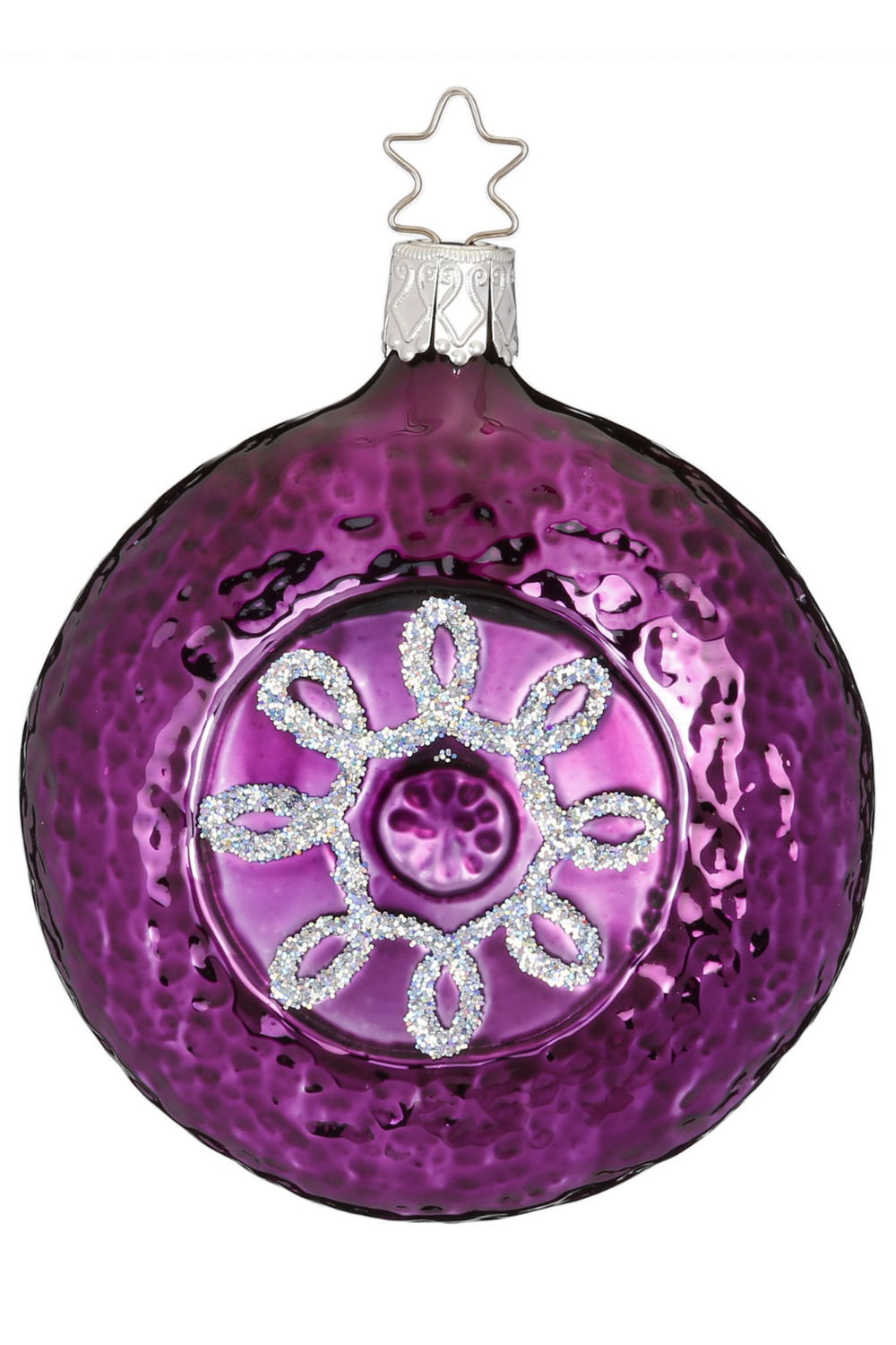 8cm INGE GLAS KUGEL PURPLE VIOLET MATT BALL GERMAN GLASS CHRISTMAS ORNAMENT