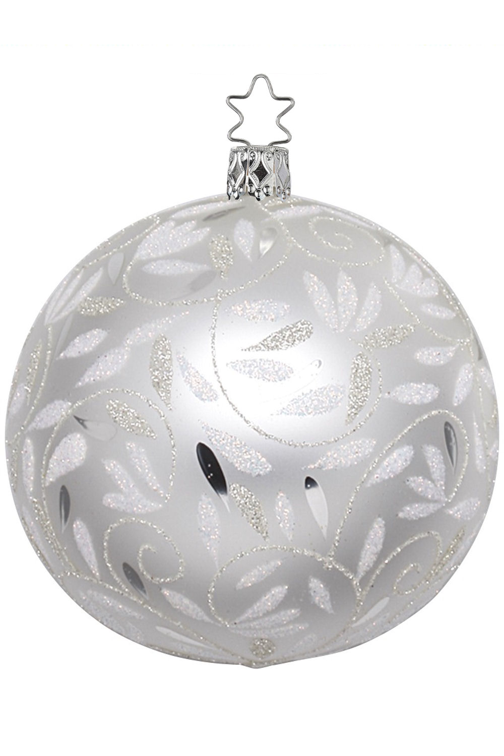 Inge Glas  Ball 10 cm Evening Star white matt 20055T010 German Glass Ornament 