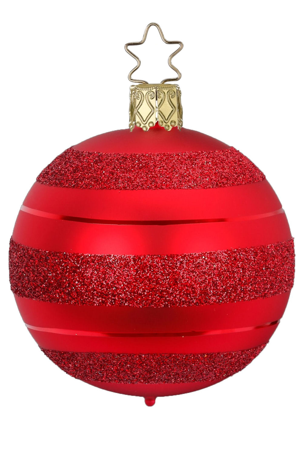 Inge-glas 8cm Ball Rising Star Toffee matt 21193T008 German Glass Christmas Orna 