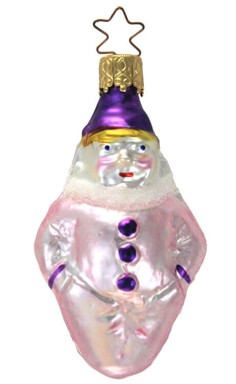 Inge Glas OWC 2418 Clown Head with Burgundy Hat German Glass Christmas Ornament 