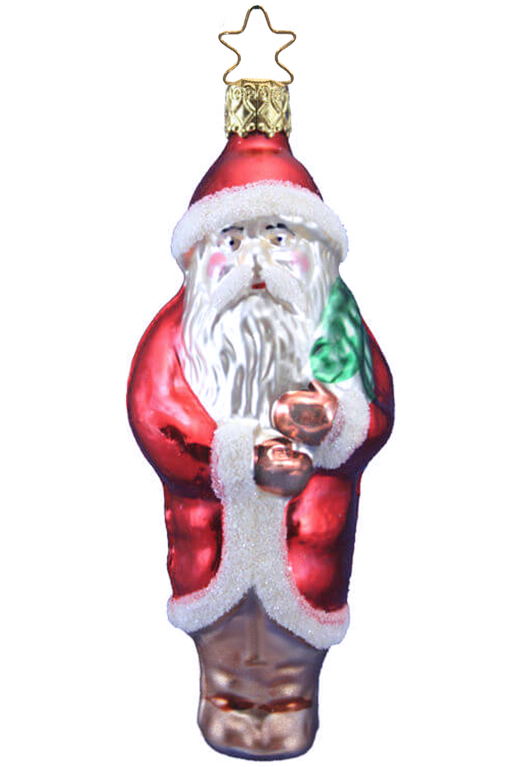 Inge Glas OWC 4050 Roaring 20's Santa German Glass Christmas Ornament 