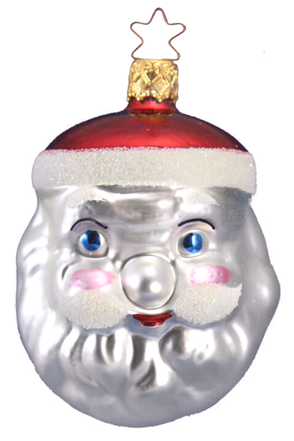 Inge Glas OWC 401001 Large Santa in Basket German Glass Christmas Ornament